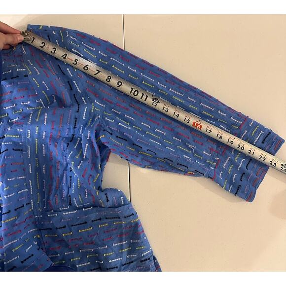 Habitat Blue, Multicolored Stitched, Long Sleeve, Pocketed, Light Weight Top- M - Picture 10 of 10